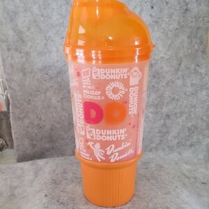 Dunkin' Donuts Orange Tumbler. Plastic Double Walled. 24 Oz. EUC